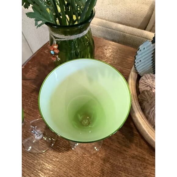 Pier 1 Imports Lime Green Martini Glasses 8” Entertaining Retro Style - Picture 3 of 4